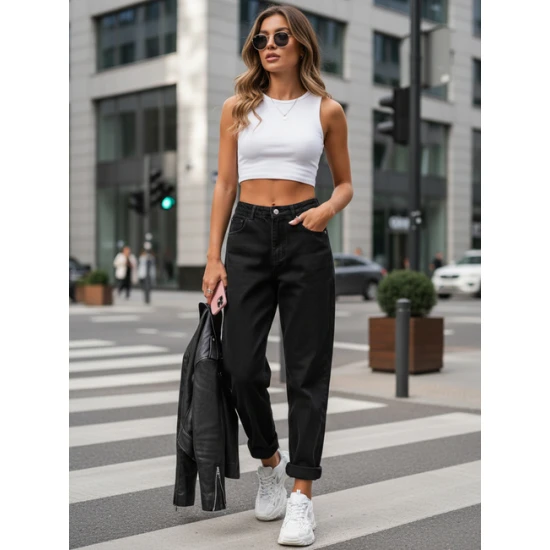 Moteriški juodi džinsai Normi Kelnės