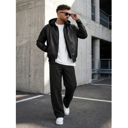 Vyriška juoda odinė striukė City