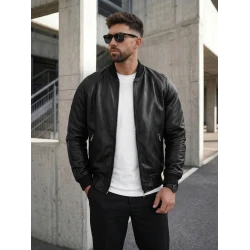 Vyriška juoda odinė striukė City