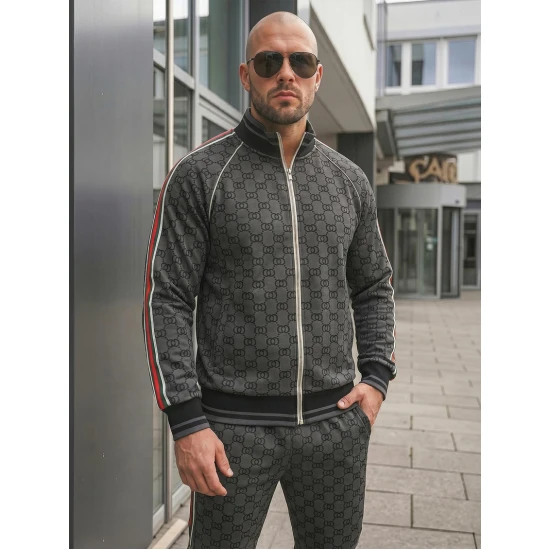 Vyriškas tamsiai pilkas komplektas be gobtuvo Guci