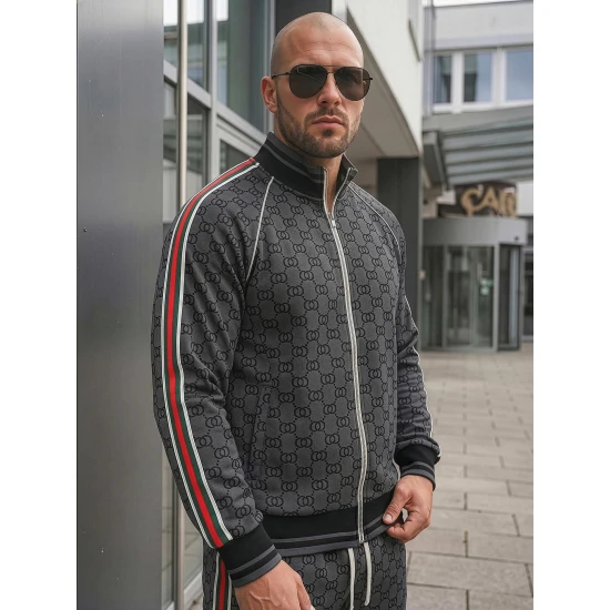 Vyriškas tamsiai pilkas komplektas be gobtuvo Guci