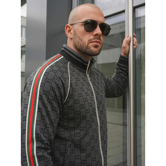 Vyriškas tamsiai pilkas komplektas be gobtuvo Guci