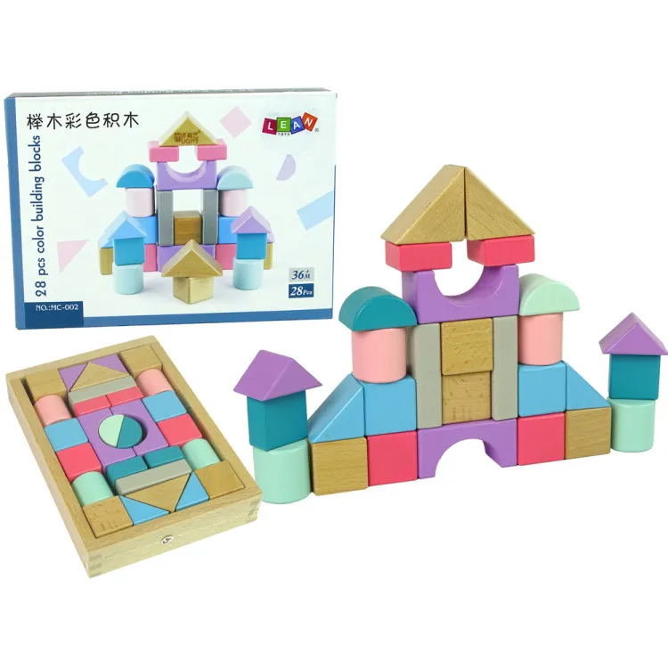 Wooden bricks Pastel colours 28 pcs.