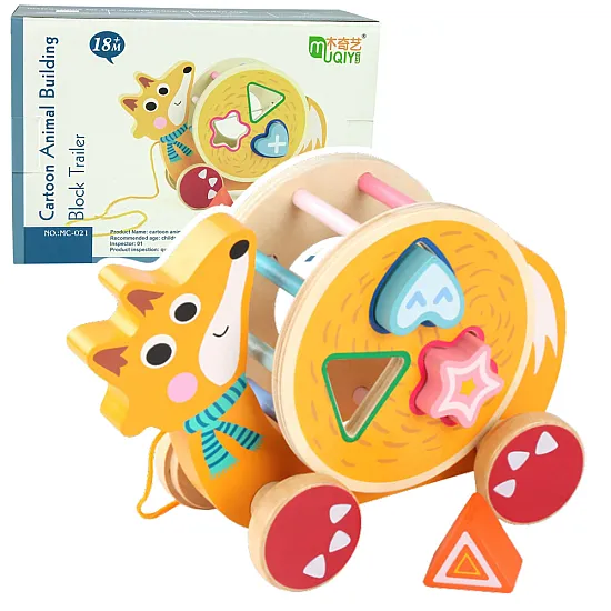 Retractable fox on wheels sorter wooden blocks