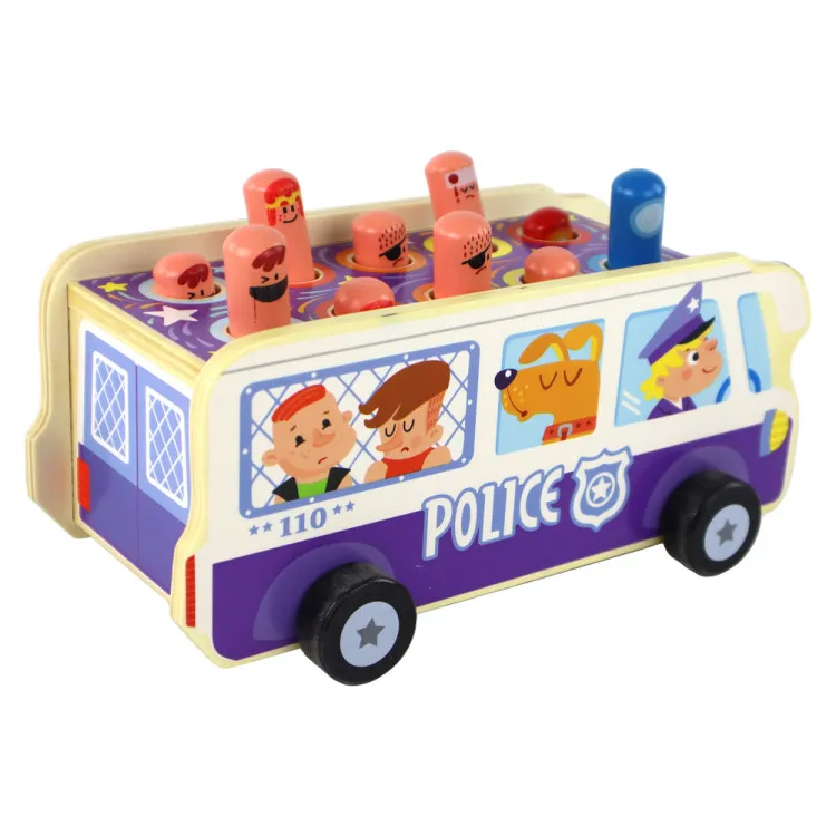 Puidust arcade mäng Dodgeball Police Bus Puidust mänguasjad