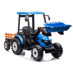Hercules Blue 24 V Battery-Powered Blue Tractor with Trailer