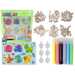 Kūrybinis rinkinys: vitražo dažai su fuzijos technika, dinozaurai, 3D