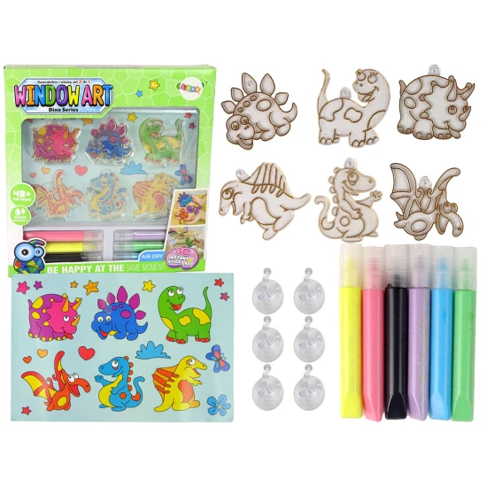 Creative Set Stained Glass Window Fusing Paint Dinosaurs 3D Lavinamieji