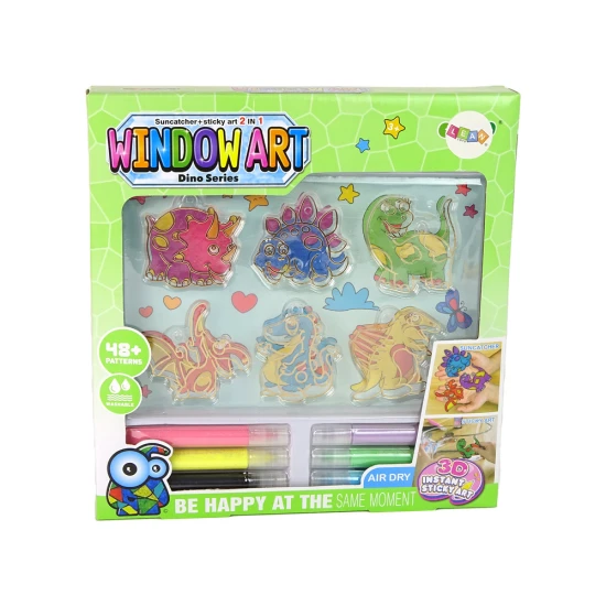 Creative Set Stained Glass Window Fusing Paint Dinosaurs 3D Lavinamieji