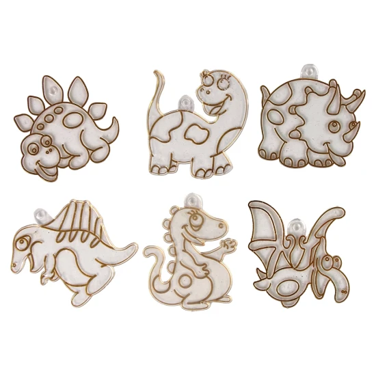 Creative Set Stained Glass Window Fusing Paint Dinosaurs 3D Lavinamieji