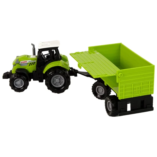 Šviesiai žalias traktorius su priekaba Žaisliniai automobiliai