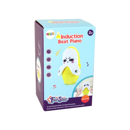 Pliušinis bananas su interaktyvia muzika, 22 cm, geltonas