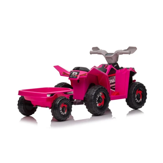 Rožinis akumuliatorinis keturratis XMX630T su priekaba Keturačiai