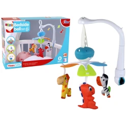 Kūdikių lovelės mėlyna karuselė su garsu