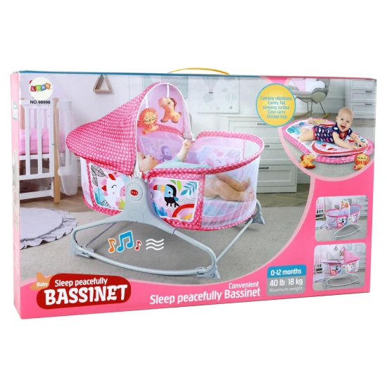 Daugiafunkcinė rožinė lova-supynės 2in1