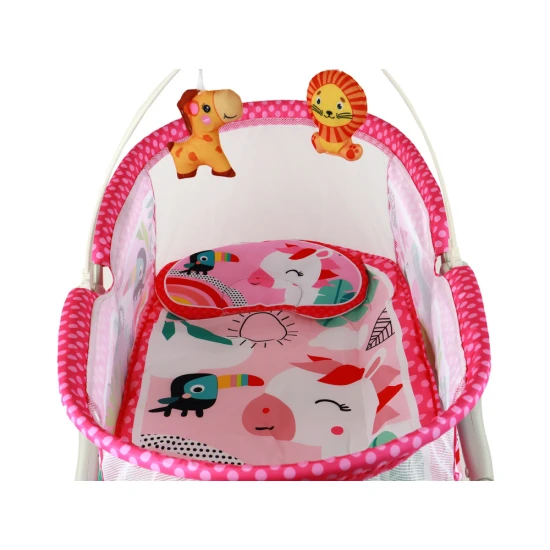 Daugiafunkcinė rožinė lova-supynės 2in1