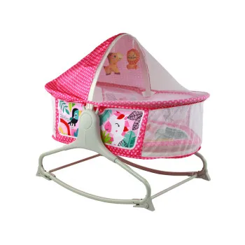 Daugiafunkcinė rožinė lova-supynės 2in1