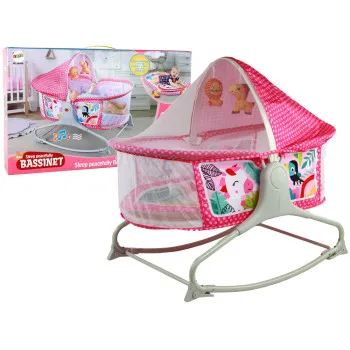 Daugiafunkcinė rožinė lova-supynės 2in1