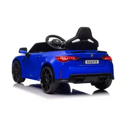 BMW M4 mėlynas automobilis