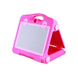 Rožinė kreidinė lenta su žymekliais ir kreidelėmis