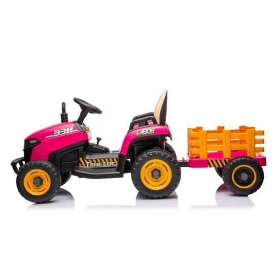 Rožinis elektrinis traktorius BBH-030 Elektrinės mašinėlės vaikams