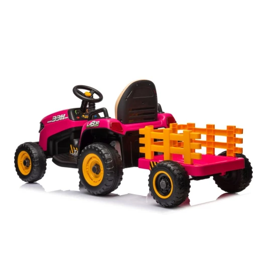 Rožinis elektrinis traktorius BBH-030 Elektrinės mašinėlės vaikams