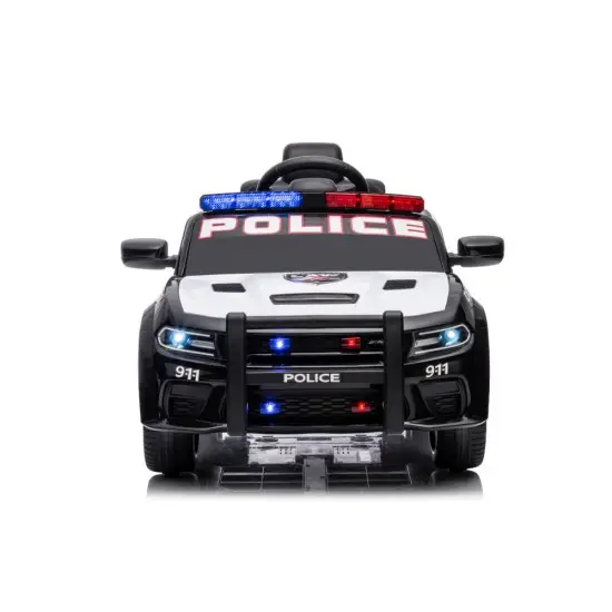 Juodas elektrinis policijos automobilis Dodge Charger Elektrinės mašinėlės vaikams