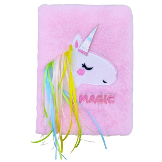 Pliušinė užrašų knygelė su Vienaragiu A5 formato Užrašų knygelės