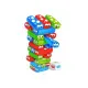 A play tower with worms and colorful brick blocks