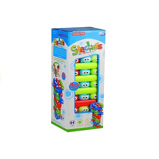 A play tower with worms and colorful brick blocks