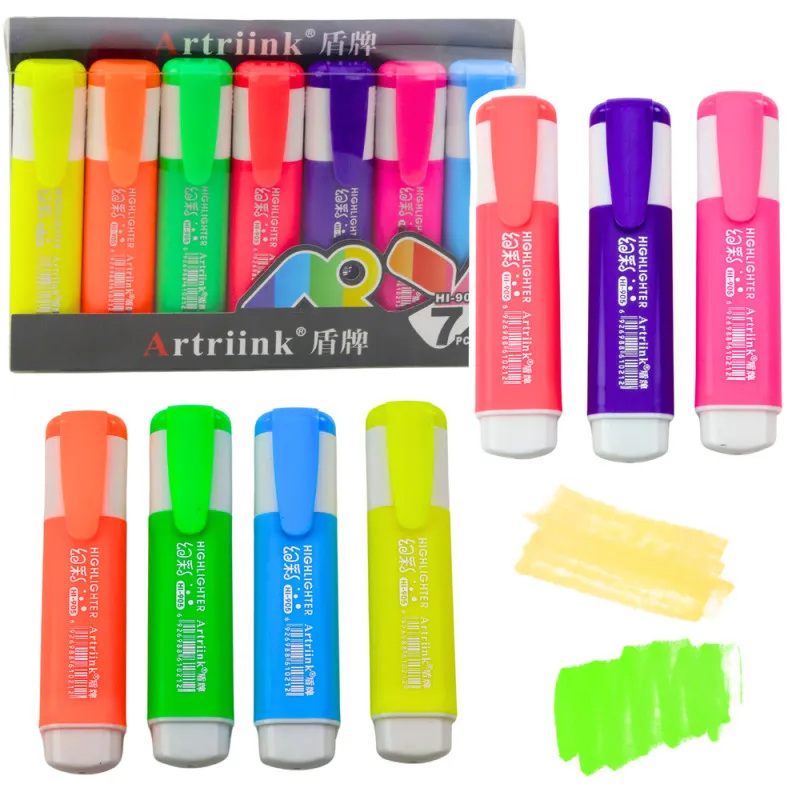 Neoninių spalvų žymeklių rinkinys, 7 vnt Kanceliarinės prekės