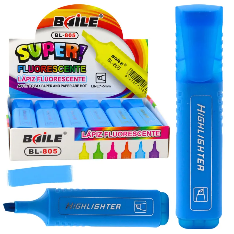 Blue marker for notes Pencils and pens