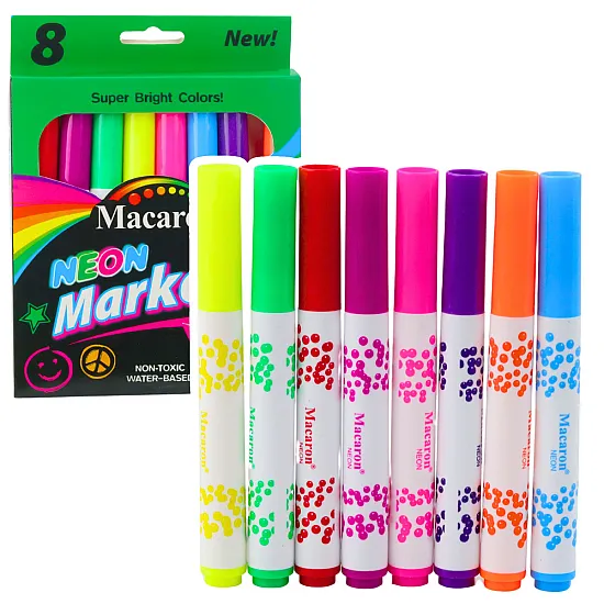 Neoninių žymeklių rinkinys mokyklai 8 vnt. Pieštukai ir rašikliai
