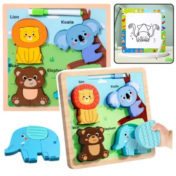 Деревянная игрушка-животное с доской для рисования