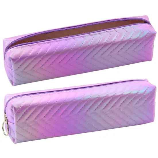Mokyklinis holografinis violetinis rašiklių dėklas 21 x 6 cm Penalai