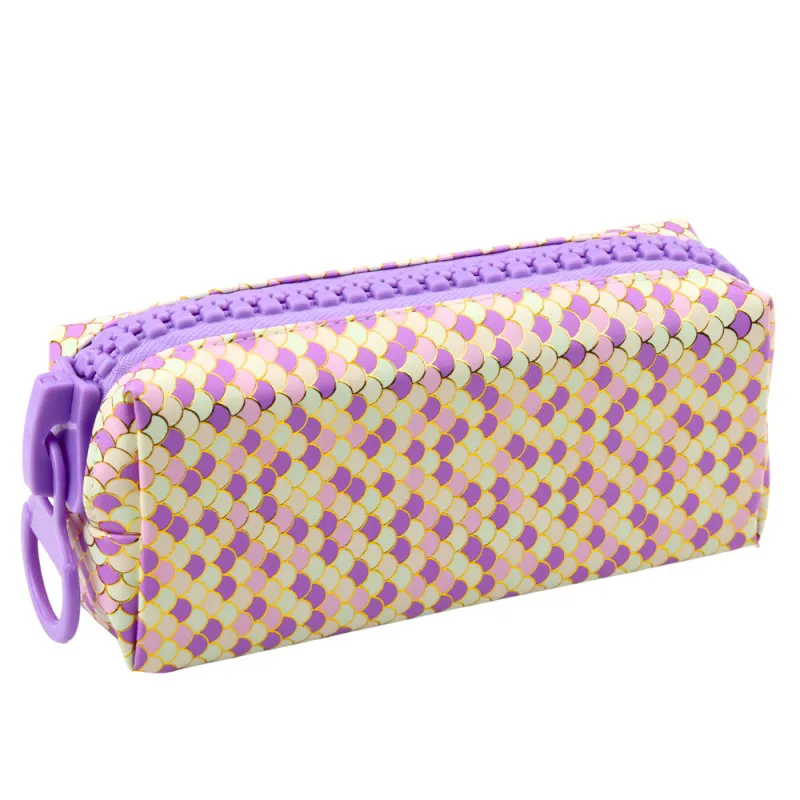 Violetti koulukynäkotelo merenneitojen suomuilla 21x8 cm Paperitavarat