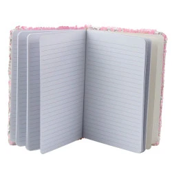 Rožinė užrašų knygutė su linijomis, blizgučiais, vienaragiu, A5 formato, 80 lapų