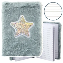Pilka užrašų knygutė su linijomis, žvaigždžių motyvu, A6 formato, 80 lapų