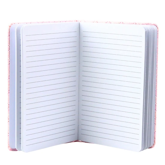 Rožinė užrašų knygutė blizgančiu paviršiumi ir aplikacijomis A6, 80 lapų Užrašų knygelės