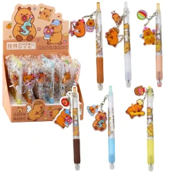 Gelinis rašiklis su pakabuku, mėlynas rašalas Kapibara 14.5 cm