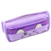 Purple pencil case with two compartments with cat motif 22 cm Stationery