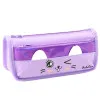 Purple pencil case with two compartments with cat motif 22 cm Stationery
