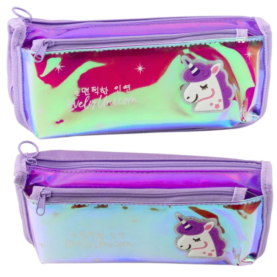 Holographic Purple Unicorn School Pencil Case 21.5x9 cm Kanceliarinės prekės