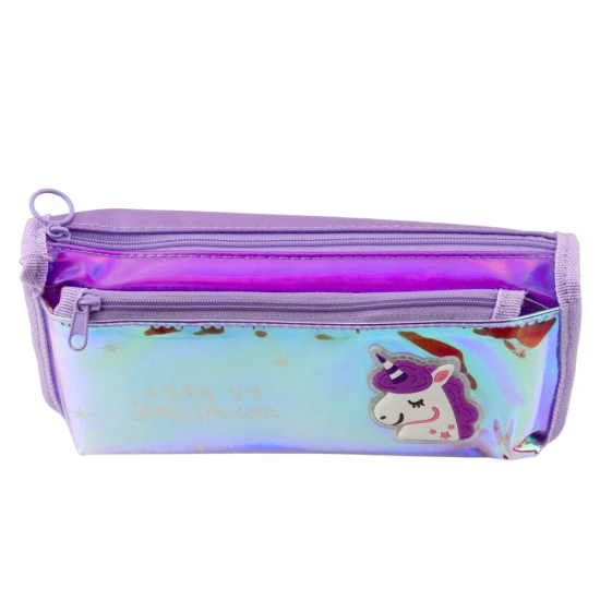 Holographic Purple Unicorn School Pencil Case 21.5x9 cm Kanceliarinės prekės