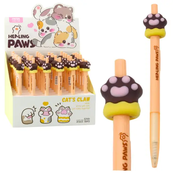 Gelinis rašiklis, mėlynos spalvos rašalas, 15 cm, 0,5 mm Cat's Paw Pieštukai ir rašikliai