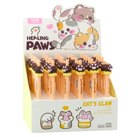 Gelinis rašiklis, mėlynos spalvos rašalas, 15 cm, 0,5 mm Cat's Paw Pieštukai ir rašikliai