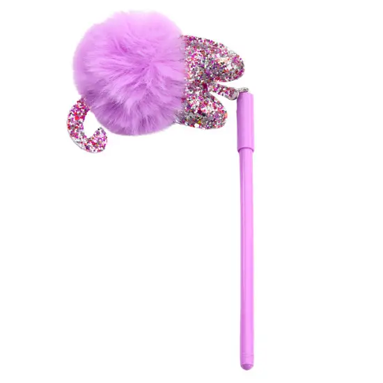 Violetinis gelinis rašiklis su dangteliu ir mėlynu rašalu, 17 cm, 0,5 mm Pieštukai ir rašikliai