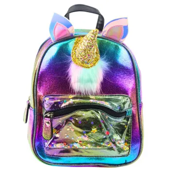 Lasten reppu, jossa on liikkuva yksisarvisen sarvi ja ”Rainbow”-konfetteja, 25 cm, 4,5 l