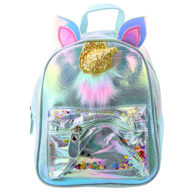 Vaikiška mėlyna kuprinė su judančiu vienaragio rageliu ir konfeti, 25 cm, 4,5 l Kuprinės