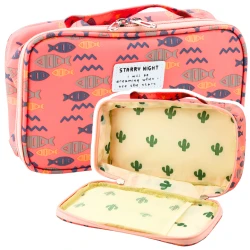 Rožinis penalas su vidine kišene ir žuvytėmis  22.5cm